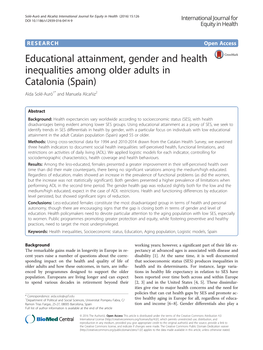 Educational Attainment, Gender and Health Inequalities Among Older Adults in Catalonia (Spain) Aïda Solé-Auró1* and Manuela Alcañiz2