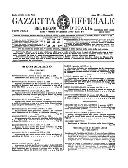 Gazzetta Ufficiale Del Regno D'italia N. 023 Del 29 Gennaio 1937 Parte