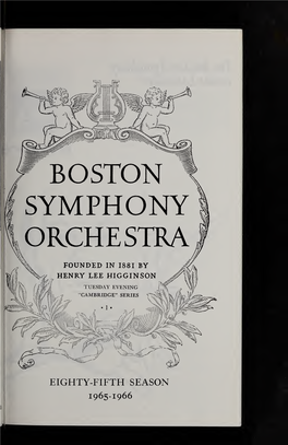 Boston Symphony Orchestra Concert Programs, Season 85, 1965