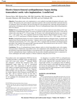 Elective Femoro-Femoral Cardiopulmonary Bypass During Transcatheter Aortic Valve Implantation: a Useful Tool