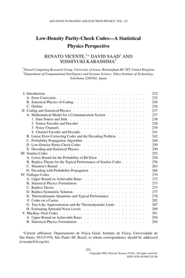 Low-Density Parity-Check Codes—A Statistical Physics Perspective