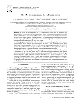 The I-Xe Chronometer and the Early Solar System