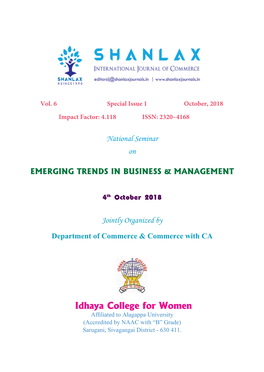 Idhaya College for Women Affiliated to Alagappa University (Accredited by NAAC with “B” Grade) Sarugani, Sivagangai District - 630 411