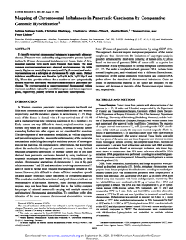 Mapping of Chromosomal Imbalances in Pancreatic Carcinoma by Comparative Genomic Hybridization1