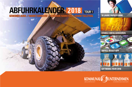 ABFUHRKALENDER 2018 TOUR 1 GEMEINDE AURA // MARKT EUERDORF // GEMEINDE RAMSTHAL // MARKT SULZTHAL 10 JAHRE PAPIERTONNE an Alle Haushalte