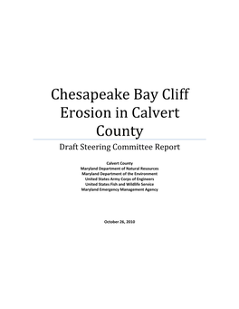 Chesapeake Bay Cliff Erosion in Calvert County Draft Steering Committee Report