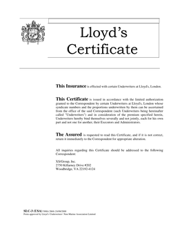 Lloyd's Certificate