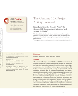 The Genome 10K Project: a Way Forward