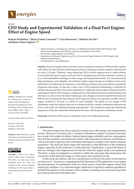 CFD Study and Experimental Validation of a Dual Fuel Engine: Effect of Engine Speed