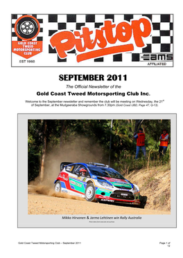 September 2011 Page 1 of 12 GOLD COAST TWEED MOTORSPORTING CLUB (INC.) 2011 COMMITTEE