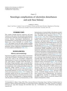 Neurologic Complications of Electrolyte Disturbances and Acid–Base Balance