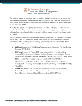 1 Board Members and Top Shareholders for Cable