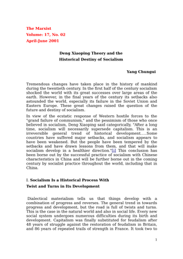 The Marxist Volume: 17, No. 02 April-June 2001 Deng Xiaoping