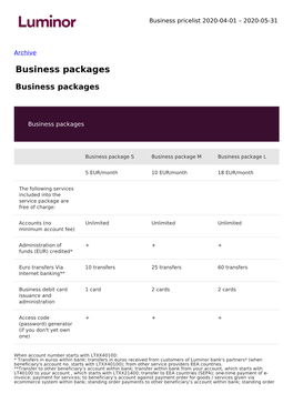 Business Packages