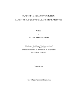 Carbon Foam Characterization