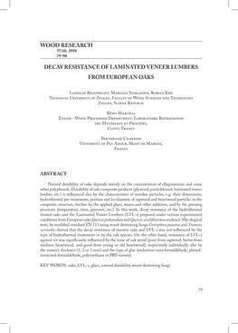 Decay Resistance of Laminated Veneer Lumbers from European Oaks