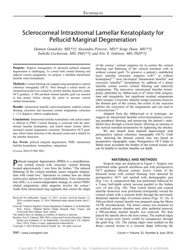 Sclerocorneal Intrastromal Lamellar Keratoplasty for Pellucid Marginal Degeneration