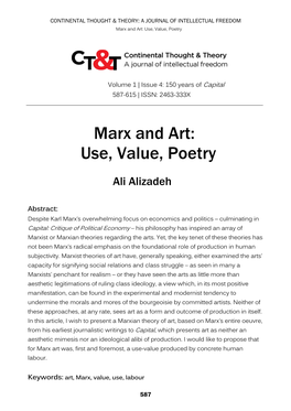 Marx and Art: Use, Value, Poetry