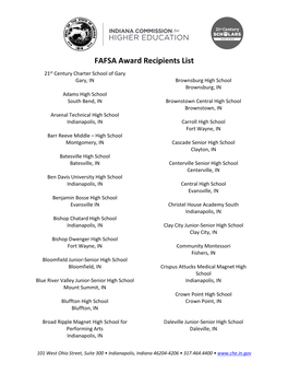 FAFSA Award Recipients List