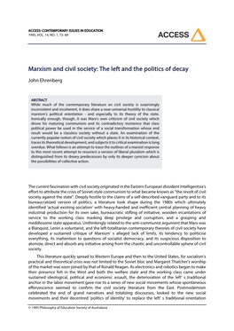 Marxism and Civil Society: the Left and the Politics of Decay