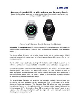 Samsung Comes Full Circle with the Launch of Samsung Gear S2