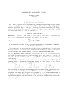 ALGEBRAIC GEOMETRY NOTES 1. Conventions and Notation Fix A