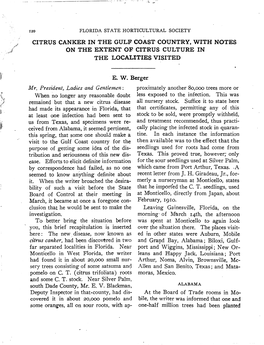 Citrus Canker in the Gulf Coast Country, with Notes on the Extent of Citrus Cvlture in the Localities Visited