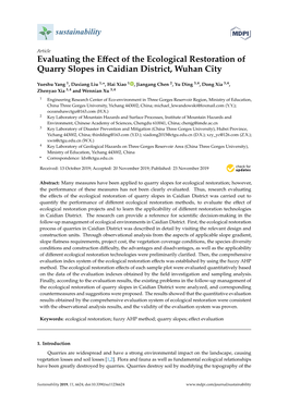 Evaluating the Effect of the Ecological Restoration of Quarry Slopes In