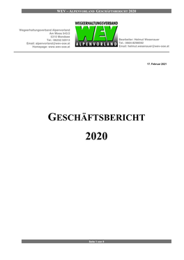 Geschäftsbericht 2020