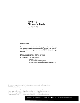 TOPS-10 PSI User's Guide AA-CKB1 A-TB