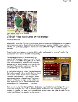 Caldwell Reaps the Rewards of Thai Therapy RICHARD MOORE