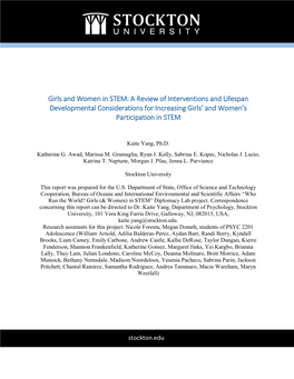 Girls and Women in STEM: a Review of Interventions and Lifespan Developmental Considerations for Increasing Girls’ and Women’S Participation in STEM