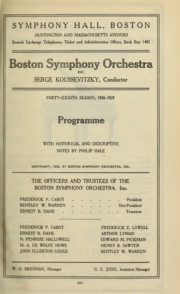 Boston Symphony Orchestra Concert Programs, Season 48,1928-1929, Subscription Series