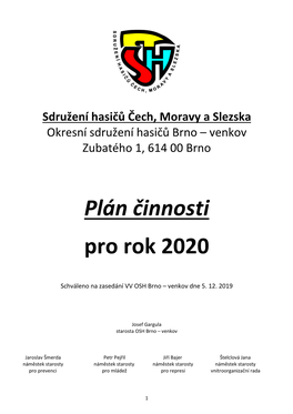 Plán Činnosti Pro Rok 2020