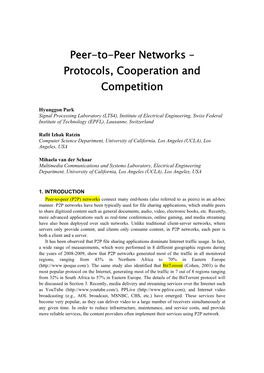 Peer-To-Peer Networks – Protocols, Cooperation and Competition