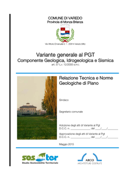 Variante Generale Al PGT Componente Geologica, Idrogeologica E Sismica Art