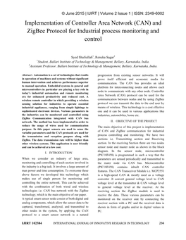 And Zigbee Protocol for Industrial Process Monitoring and Control