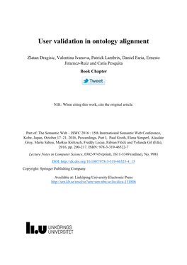 User Validation in Ontology Alignment