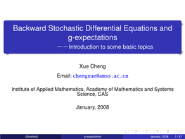 Backward Stochastic Differential Equations and G-Expectations ))Introduction to Some Basic Topics