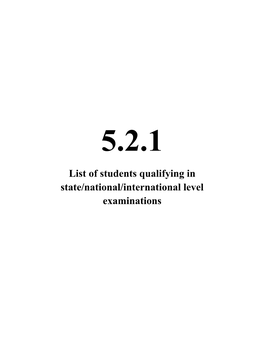 List of Students Qualifying in State/National/International Level Examinations