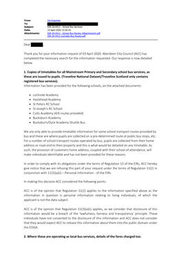 EIR-20-0412 - School Bus Services Date: 23 April 2020 13:20:43 Attachments: EIR-20-0412 - School Bus Routes (Attachement).Pdf EIR-20-0412 Lochside Bus Routes.Pdf
