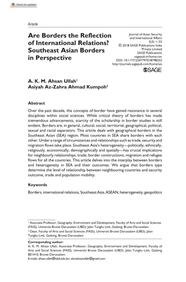 Southeast Asian Borders in Perspective