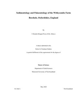 Sedimentology and Palaeontology of the Withycombe Farm Borehole, Oxfordshire, UK