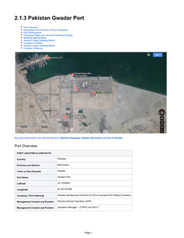 2.1.3 Pakistan Gwadar Port