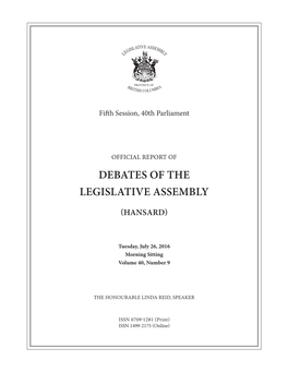 Debates of the Legislative Assembly (Hansard)