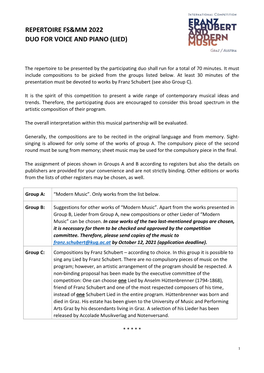 Repertoire Fs&Mm 2022 Duo for Voice and Piano (Lied)