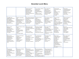 December Lunch Menu