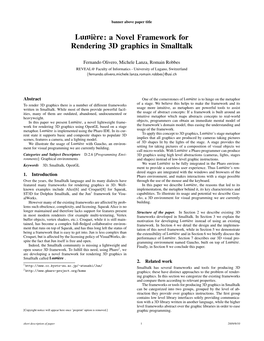 Lumi`Ere: a Novel Framework for Rendering 3D Graphics in Smalltalk