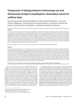 Comparison of Biology Between Helicoverpa Zea and Helicoverpa