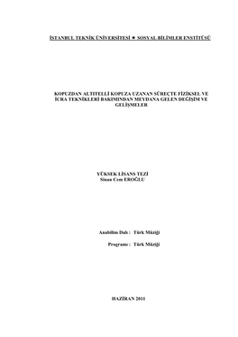 İSTANBUL TEKNİK ÜNİVERSİTESİ SOSYAL BİLİMLER ENSTİTÜSÜ YÜKSEK LİSANS TEZİ Sinan Cem EROĞLU Anabilim Dalı